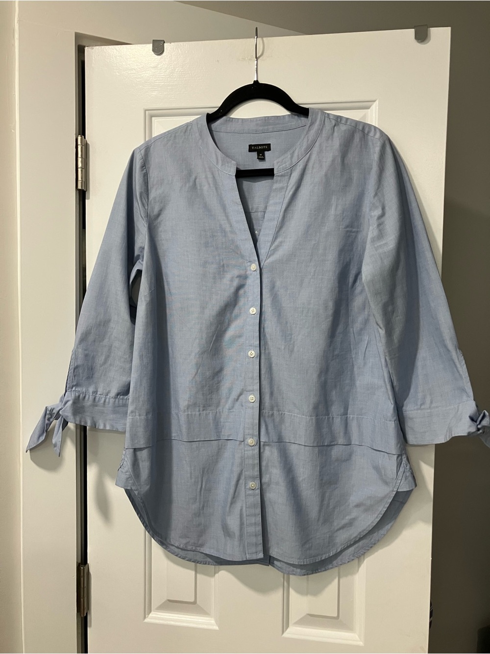 Talbots Light Blue Shirt Tied bow at sleeves